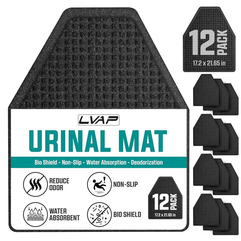 LVAP 12 Pack - Professional Urinal Floor Mats for Men Bathroom | Non-Slip Urinal Mats | Disposable Bathroom Urinal Pads for Commercial Restrooms - Image 1